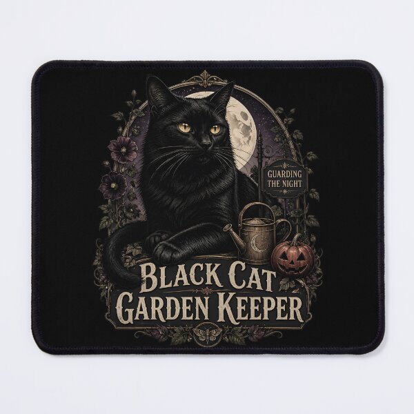 Item preview, Black Cat Garden Keeper Black Cat Halloween Gothic Storybook Art designed and sold by LiviuGligoros.