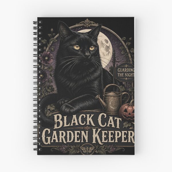 Item preview, Black Cat Garden Keeper Black Cat Halloween Gothic Storybook Art designed and sold by LiviuGligoros.
