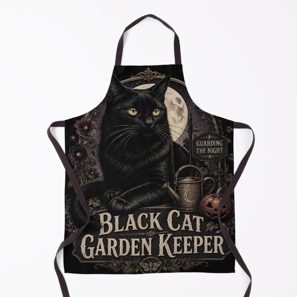 Item preview, Black Cat Garden Keeper Black Cat Halloween Gothic Storybook Art designed and sold by LiviuGligoros.
