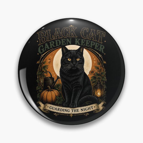 Item preview, Black Cat Garden Keeper Black Cat Halloween Retro Poster designed and sold by LiviuGligoros.