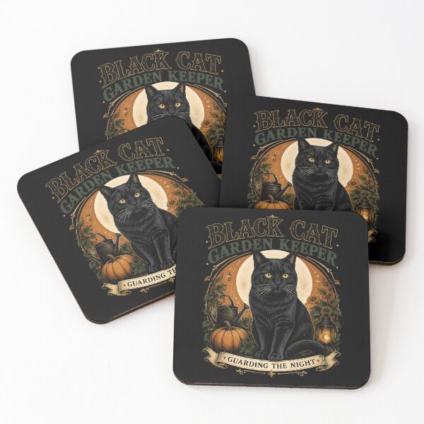 Item preview, Black Cat Garden Keeper Black Cat Halloween Retro Poster designed and sold by LiviuGligoros.