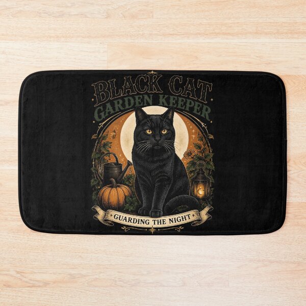 Item preview, Black Cat Garden Keeper Black Cat Halloween Retro Poster designed and sold by LiviuGligoros.