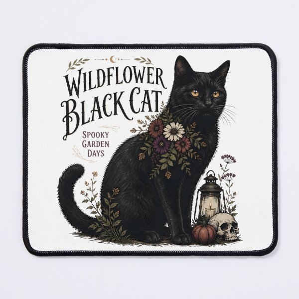Item preview, Wildflower Black Cat Black Cat Halloween Gothic Storybook Art designed and sold by LiviuGligoros.