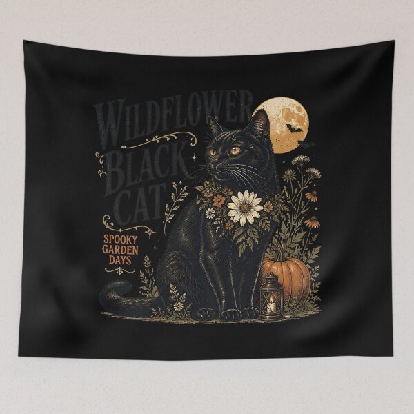 Item preview, Wildflower Black Cat Black Cat Halloween Retro Poster designed and sold by LiviuGligoros.