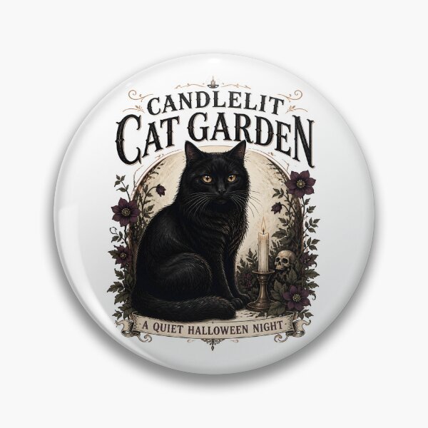Item preview, Candlelit Cat Garden Black Cat Halloween Gothic Storybook Art designed and sold by LiviuGligoros.
