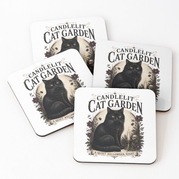 Item preview, Candlelit Cat Garden Black Cat Halloween Gothic Storybook Art designed and sold by LiviuGligoros.