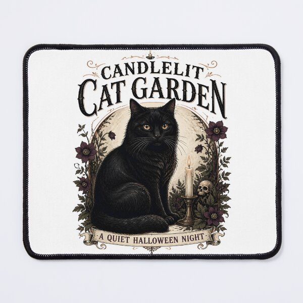 Item preview, Candlelit Cat Garden Black Cat Halloween Gothic Storybook Art designed and sold by LiviuGligoros.
