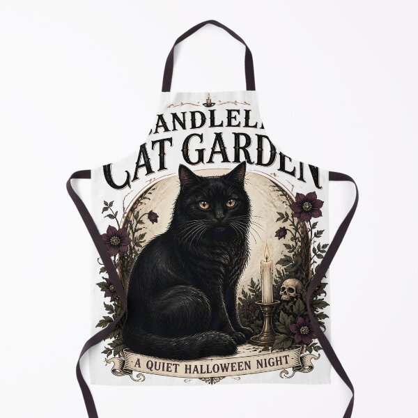 Item preview, Candlelit Cat Garden Black Cat Halloween Gothic Storybook Art designed and sold by LiviuGligoros.