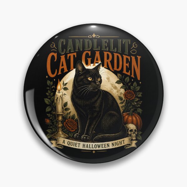 Item preview, Candlelit Cat Garden Black Cat Halloween Retro Poster designed and sold by LiviuGligoros.
