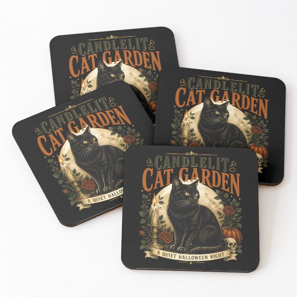 Item preview, Candlelit Cat Garden Black Cat Halloween Retro Poster designed and sold by LiviuGligoros.