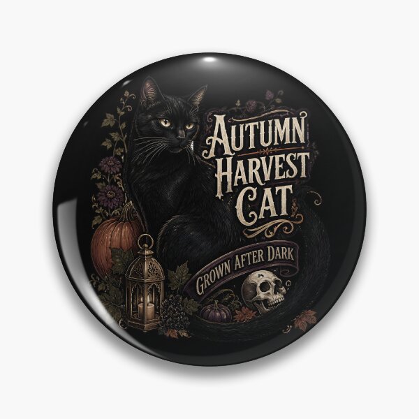 Item preview, Autumn Harvest Cat Black Cat Halloween Gothic Storybook Art designed and sold by LiviuGligoros.