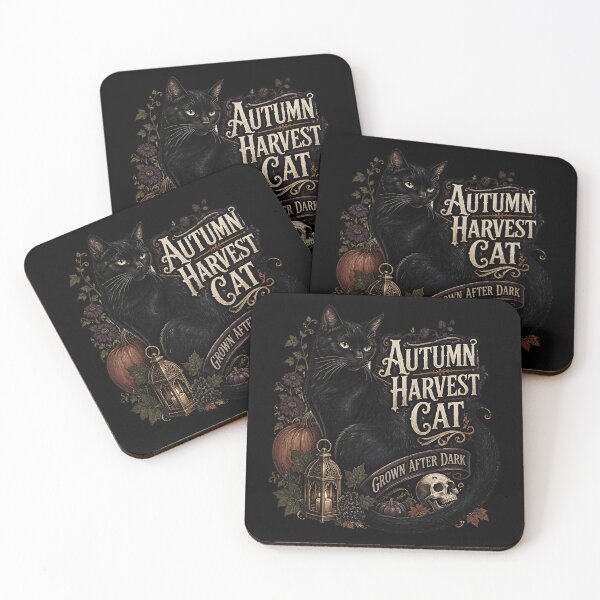 Item preview, Autumn Harvest Cat Black Cat Halloween Gothic Storybook Art designed and sold by LiviuGligoros.