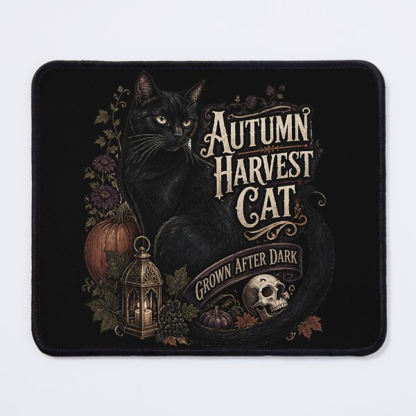 Item preview, Autumn Harvest Cat Black Cat Halloween Gothic Storybook Art designed and sold by LiviuGligoros.
