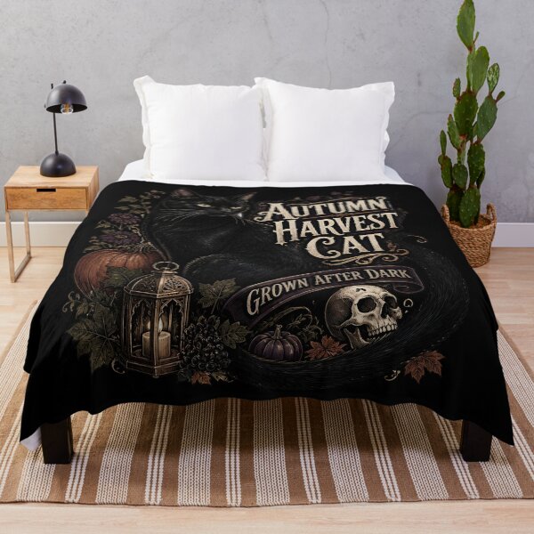 Item preview, Autumn Harvest Cat Black Cat Halloween Gothic Storybook Art designed and sold by LiviuGligoros.