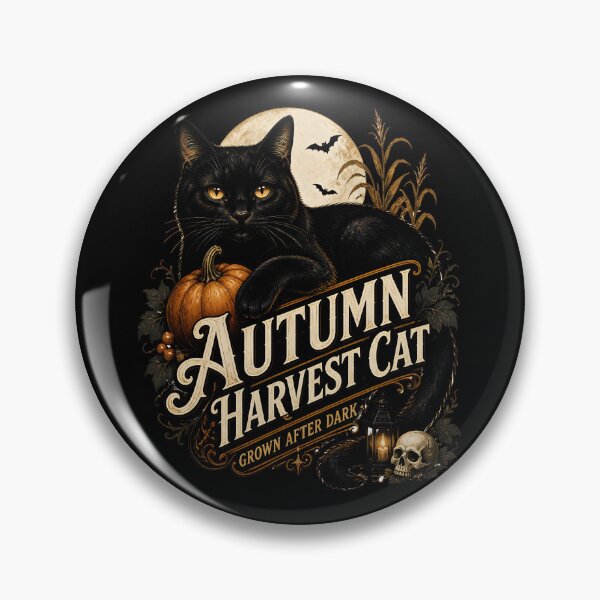 Item preview, Autumn Harvest Cat Black Cat Halloween Retro Poster designed and sold by LiviuGligoros.