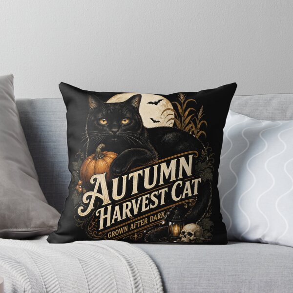 Item preview, Autumn Harvest Cat Black Cat Halloween Retro Poster designed and sold by LiviuGligoros.