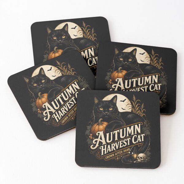 Item preview, Autumn Harvest Cat Black Cat Halloween Retro Poster designed and sold by LiviuGligoros.