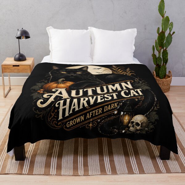 Item preview, Autumn Harvest Cat Black Cat Halloween Retro Poster designed and sold by LiviuGligoros.
