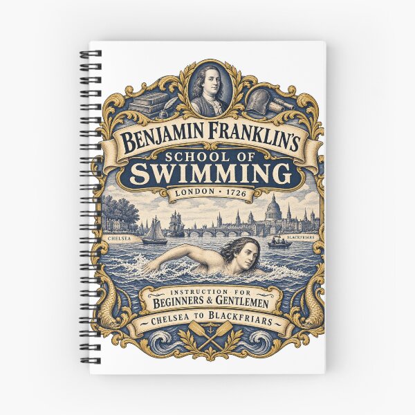 Item preview, Benjamin Franklin’s School of Swimming — London 1726 designed and sold by Past in Threads.