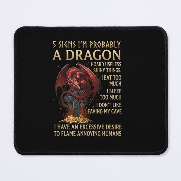 Item preview, 5 Signs I'm Probably a Dragon Funny Fantasy Personality Quote designed and sold by Ostericaimusa.
