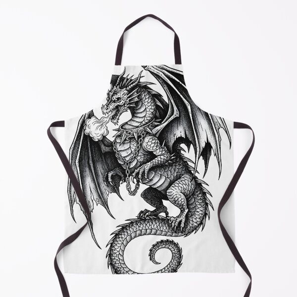 Item preview, Chained Dragon - Detailed Ink Illustration with Spiked Collar designed and sold by DragonSerpent Ink.