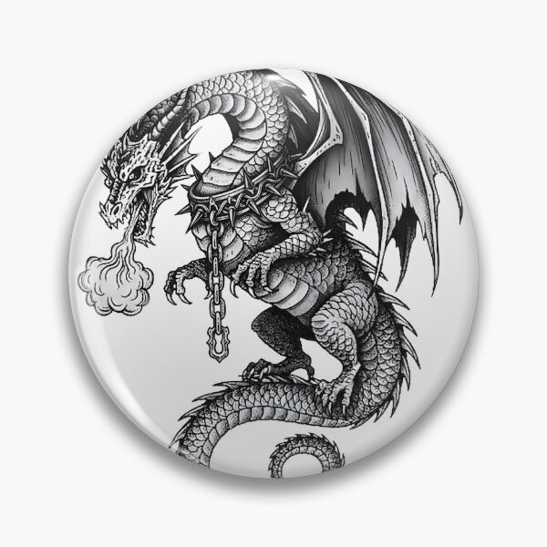 Item preview, Broken Chain Dragon - Fire Breathing Ink Illustration designed and sold by DragonSerpent Ink.
