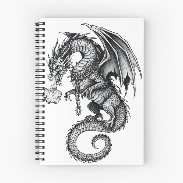 Item preview, Broken Chain Dragon - Fire Breathing Ink Illustration designed and sold by DragonSerpent Ink.
