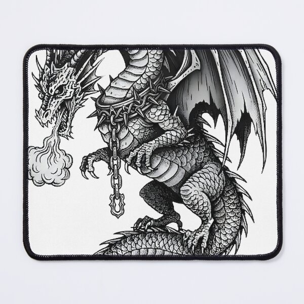 Item preview, Broken Chain Dragon - Fire Breathing Ink Illustration designed and sold by DragonSerpent Ink.