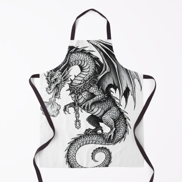Item preview, Broken Chain Dragon - Fire Breathing Ink Illustration designed and sold by DragonSerpent Ink.