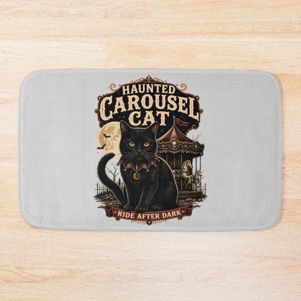 Item preview, Haunted Carousel Cat Black Cat Halloween Retro Poster designed and sold by BernoNickel.