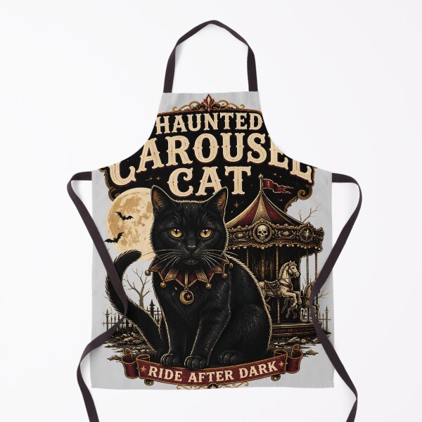 Item preview, Haunted Carousel Cat Black Cat Halloween Retro Poster designed and sold by BernoNickel.
