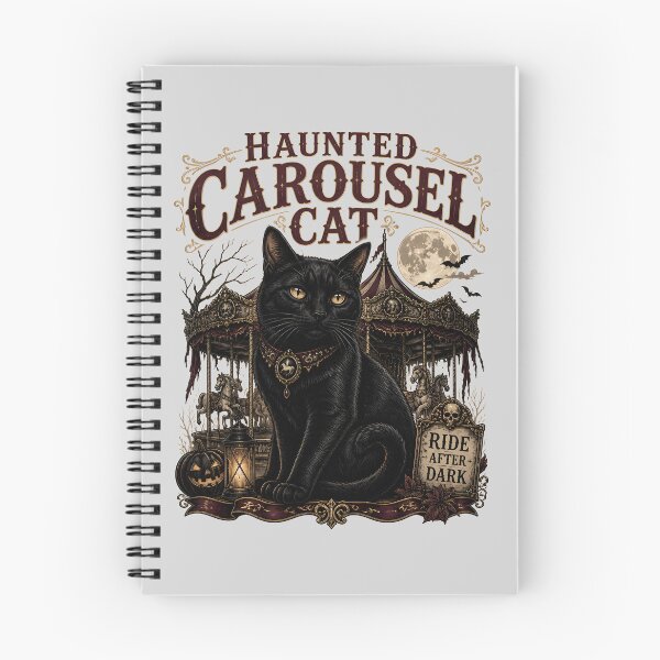 Item preview, Haunted Carousel Cat Black Cat Halloween Gothic Storybook Art designed and sold by BernoNickel.