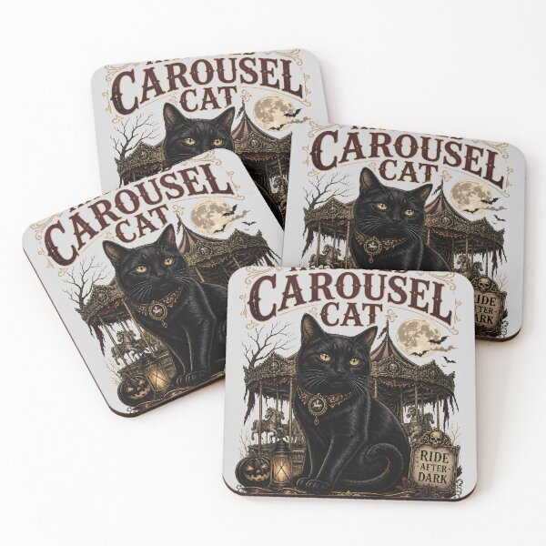 Item preview, Haunted Carousel Cat Black Cat Halloween Gothic Storybook Art designed and sold by BernoNickel.