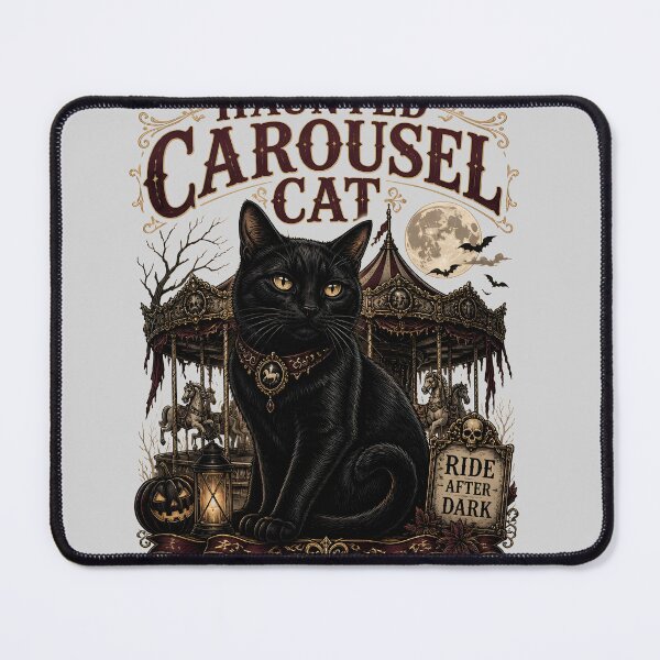 Item preview, Haunted Carousel Cat Black Cat Halloween Gothic Storybook Art designed and sold by BernoNickel.