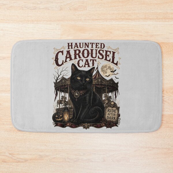 Item preview, Haunted Carousel Cat Black Cat Halloween Gothic Storybook Art designed and sold by BernoNickel.