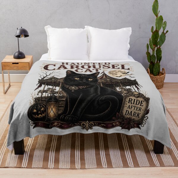 Item preview, Haunted Carousel Cat Black Cat Halloween Gothic Storybook Art designed and sold by BernoNickel.