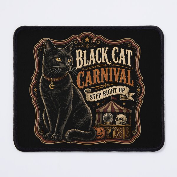 Item preview, Black Cat Carnival Black Cat Halloween Retro Poster designed and sold by BernoNickel.