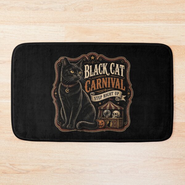 Item preview, Black Cat Carnival Black Cat Halloween Retro Poster designed and sold by BernoNickel.