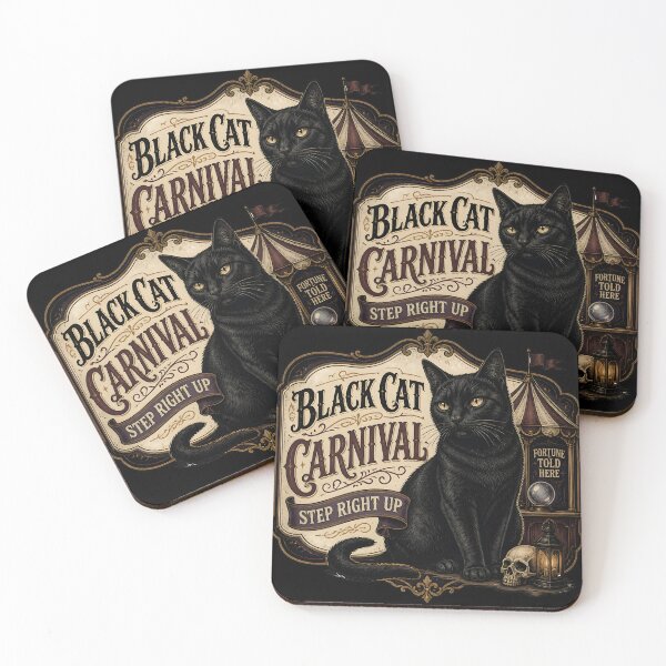 Item preview, Black Cat Carnival Black Cat Halloween Gothic Storybook Art designed and sold by BernoNickel.