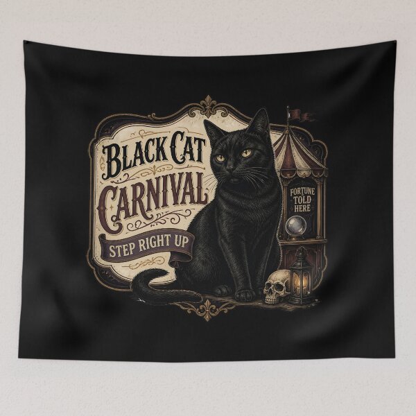 Item preview, Black Cat Carnival Black Cat Halloween Gothic Storybook Art designed and sold by BernoNickel.