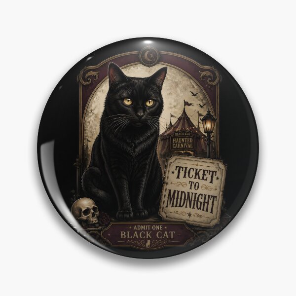 Item preview, Ticket To Midnight Black Cat Halloween Retro Poster designed and sold by BernoNickel.