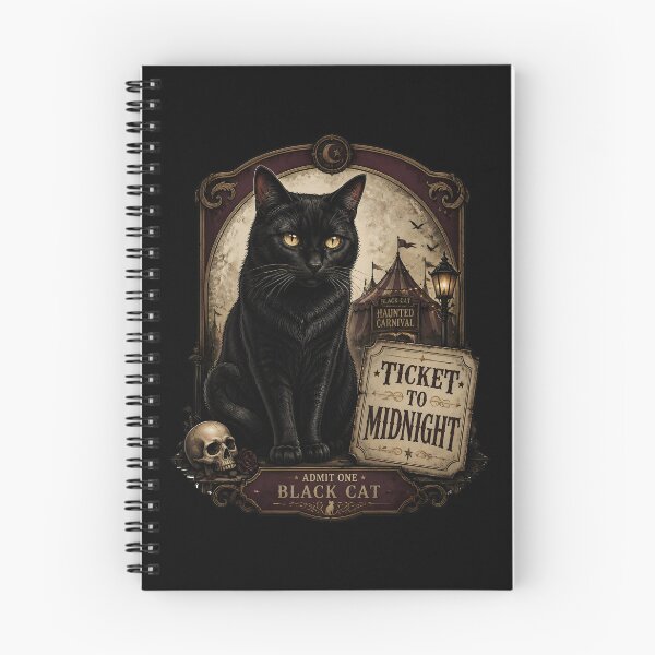 Item preview, Ticket To Midnight Black Cat Halloween Retro Poster designed and sold by BernoNickel.