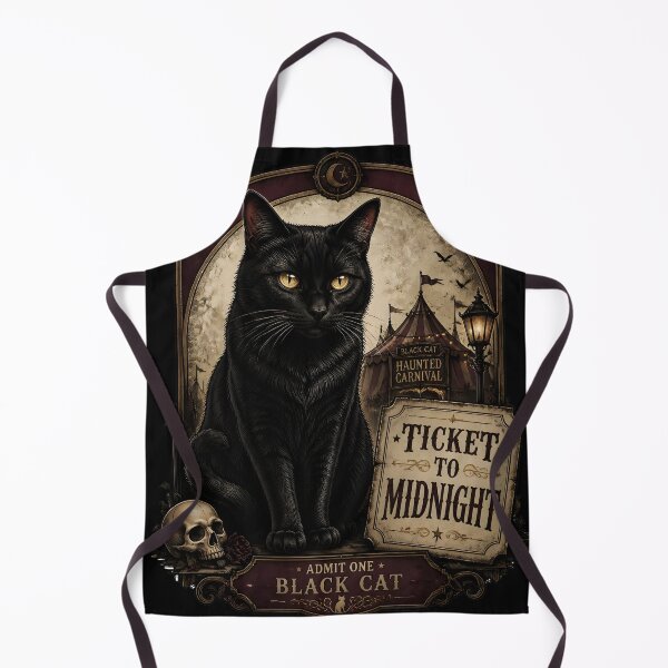 Item preview, Ticket To Midnight Black Cat Halloween Retro Poster designed and sold by BernoNickel.
