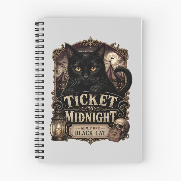 Item preview, Ticket To Midnight Black Cat Halloween Gothic Storybook Art designed and sold by BernoNickel.
