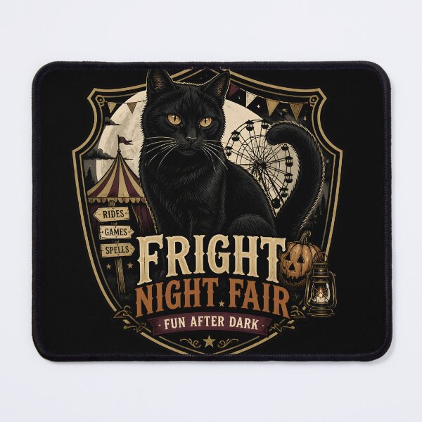 Item preview, Fright Night Fair Black Cat Halloween Retro Poster designed and sold by BernoNickel.