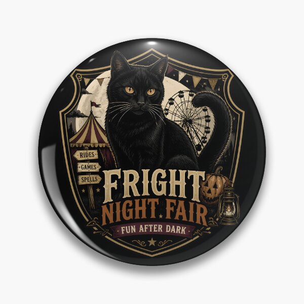 Item preview, Fright Night Fair Black Cat Halloween Retro Poster designed and sold by BernoNickel.