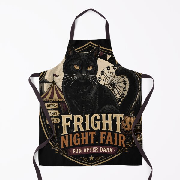 Item preview, Fright Night Fair Black Cat Halloween Retro Poster designed and sold by BernoNickel.