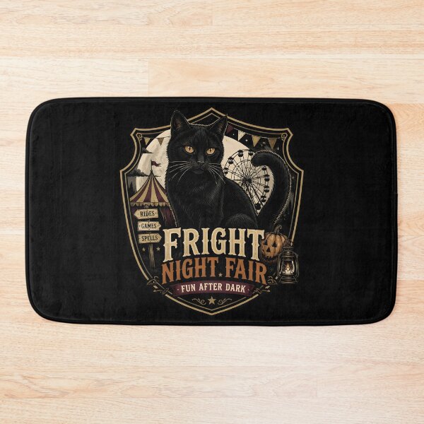 Item preview, Fright Night Fair Black Cat Halloween Retro Poster designed and sold by BernoNickel.