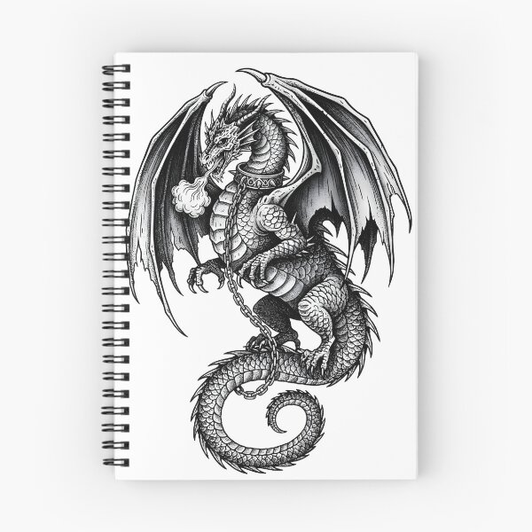 Item preview, Shackled Dragon - Chain-Wrapped Fantasy Ink Illustration designed and sold by DragonSerpent Ink.
