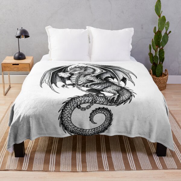 Item preview, Shackled Dragon - Chain-Wrapped Fantasy Ink Illustration designed and sold by DragonSerpent Ink.